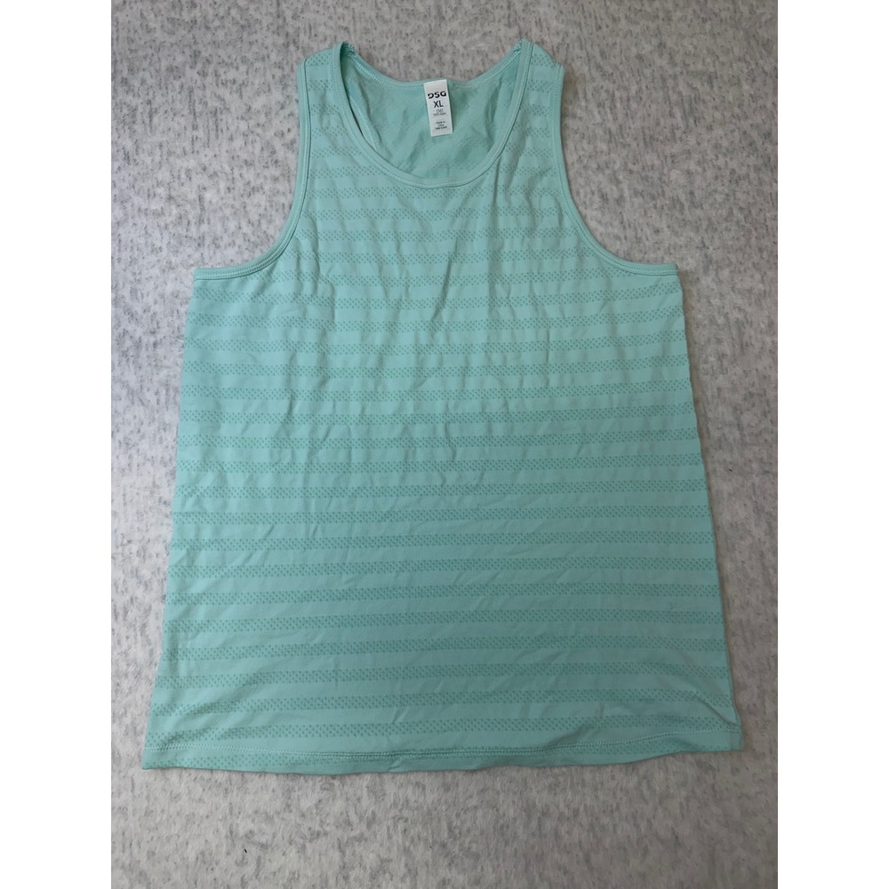 DSG Girls XL 16 Mint Green Seamless Mesh Stripe Racerback Athletic Tank Top NWOT